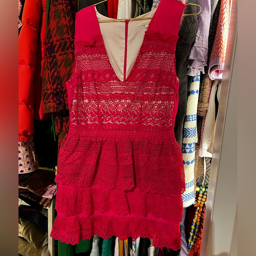 Hot pink lacy dress size M gently used - Picture 2 of 8